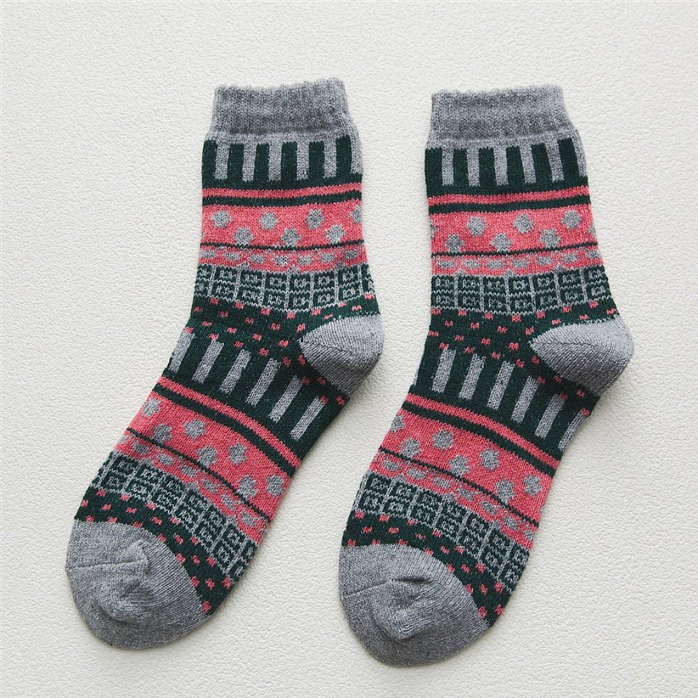 Womens 5 Pairs Vintage Style Thick Crew Socks - Picture 13 of 16